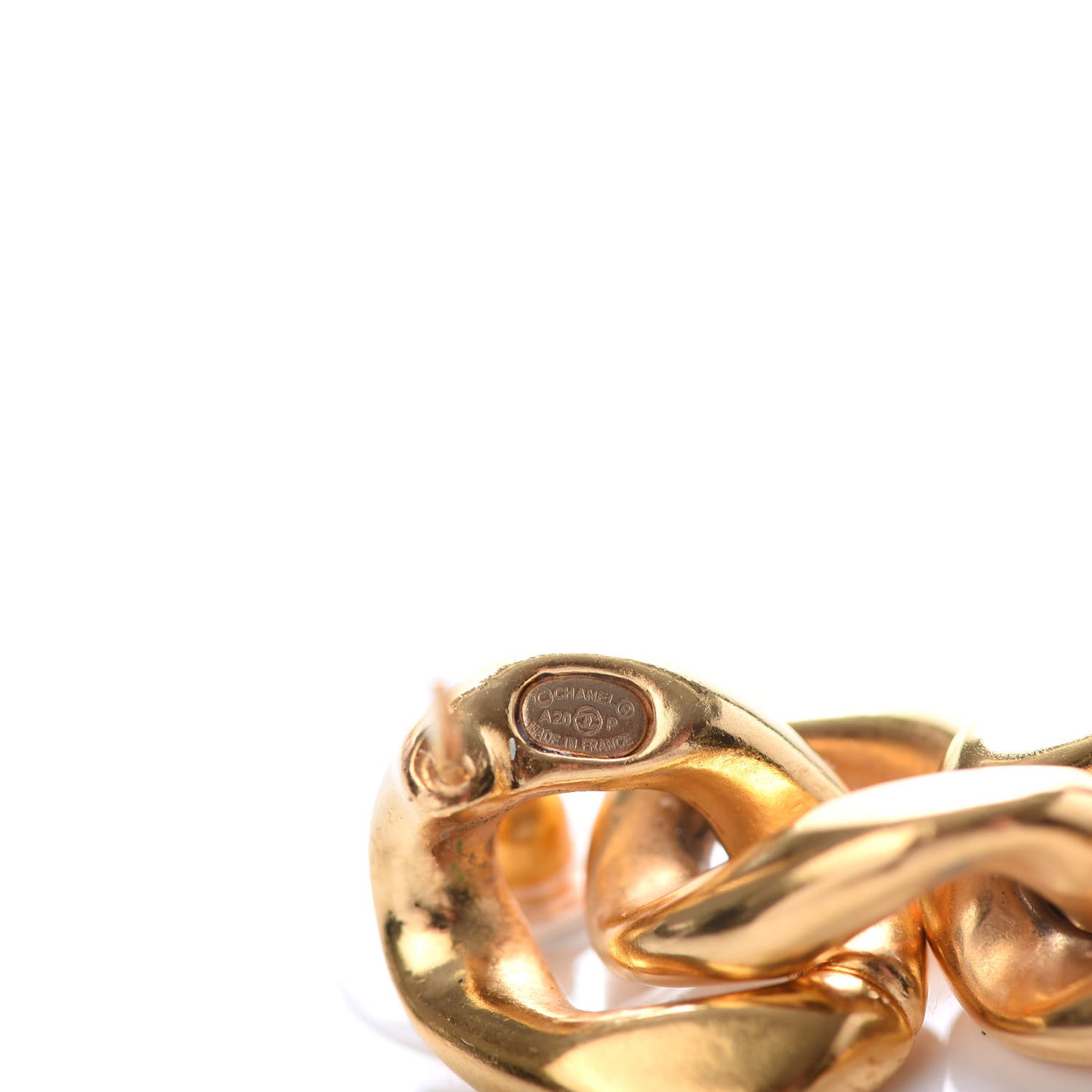 Metal CC Pick Drop Earrings Gold