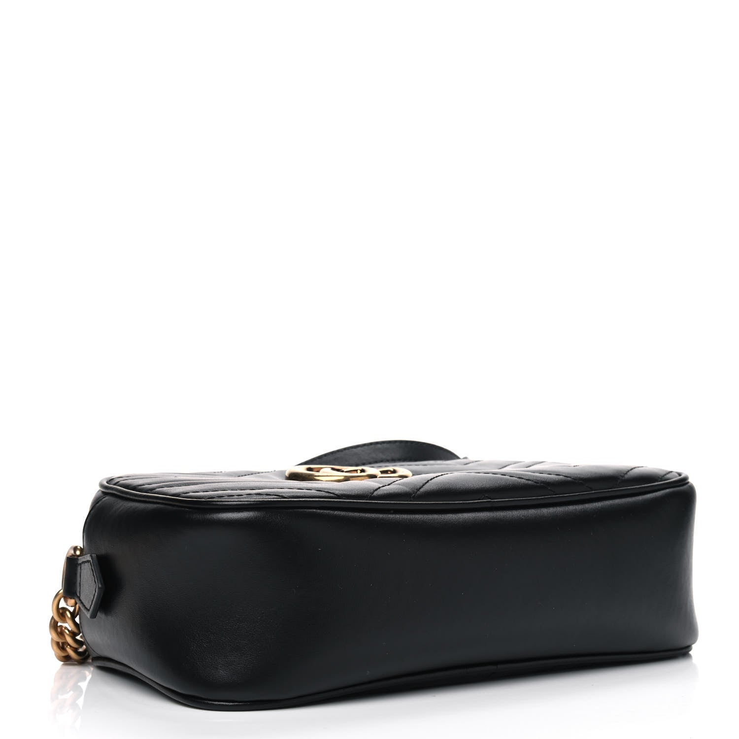 Gucci Calfskin Matelasse Small GG Marmont Chain Shoulder Bag Black 3 of 4