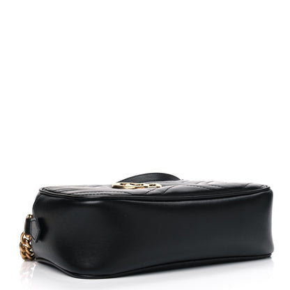 Gucci Calfskin Matelasse Small GG Marmont Chain Shoulder Bag Black 3 of 4