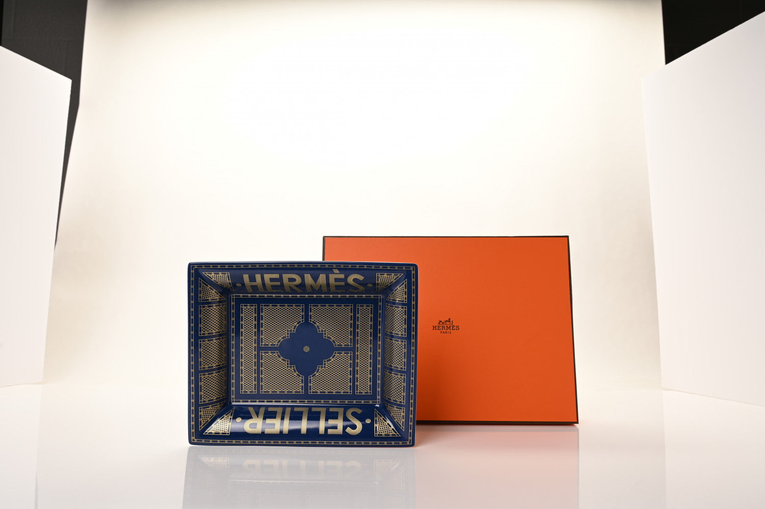 Hermes Porcelain Sellier Change Tray Bleu Roi 10 of 10