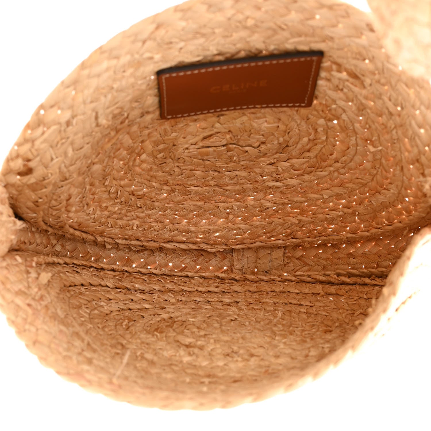 Celine Raffia Calfskin Small Round Bag Natural Tan 5 of 9