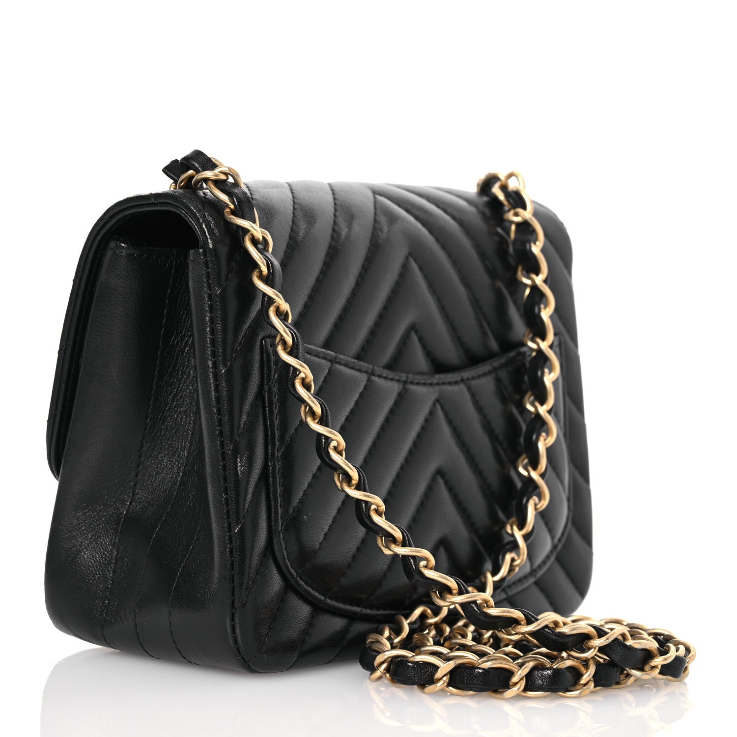 Chanel Lambskin Chevron Quilted Mini Square Flap Black 3 of 13