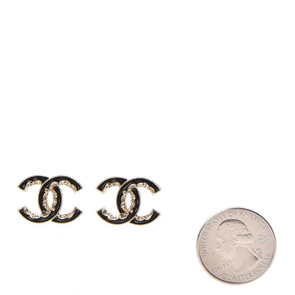 Chanel Enamel CC Baroque Earrings Black Gold 2 of 5