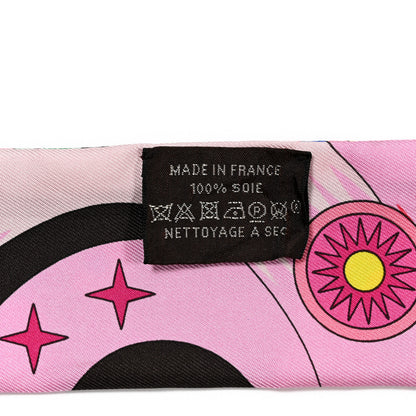Hermes Silk La Source de Pegase Twilly Ebene Rose Vif Jaune Vif 3 of 4