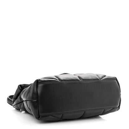 Saint Laurent Lambskin Quilted Monogram Monochrome Medium Loulou Puffer Chain Satchel Black 4 of 10