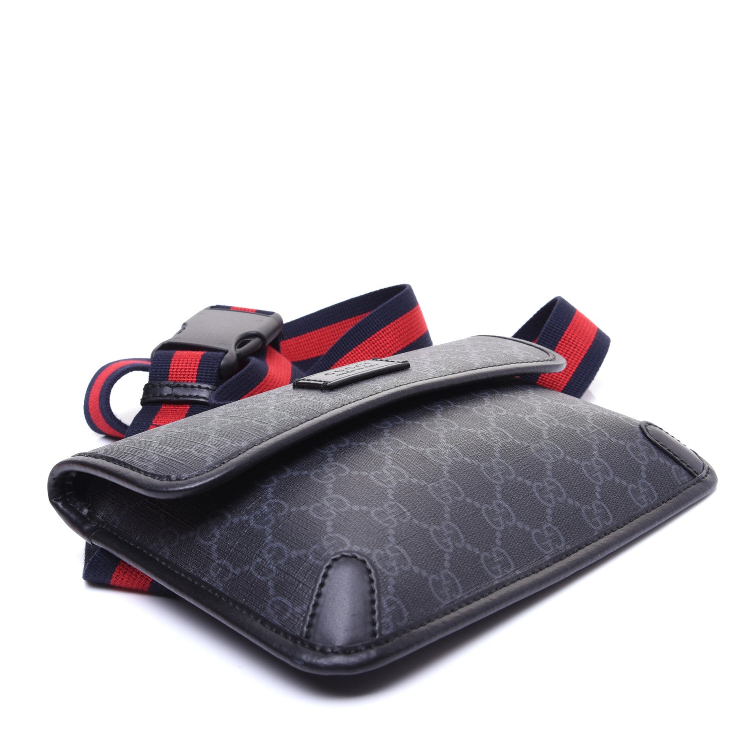 Gucci GG Supreme Monogram Web Slim Belt Bag Black Grey 4 of 11