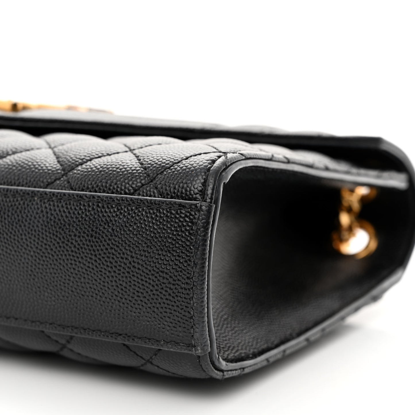 Grain De Poudre Textured Mixed Matelasse Triquilt Medium Monogram Satchel Black