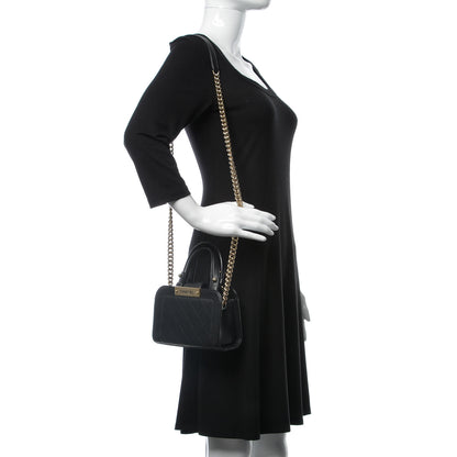 Chanel Grained Calfskin Stitched Mini Label Click Shopper Tote Black 2 of 10