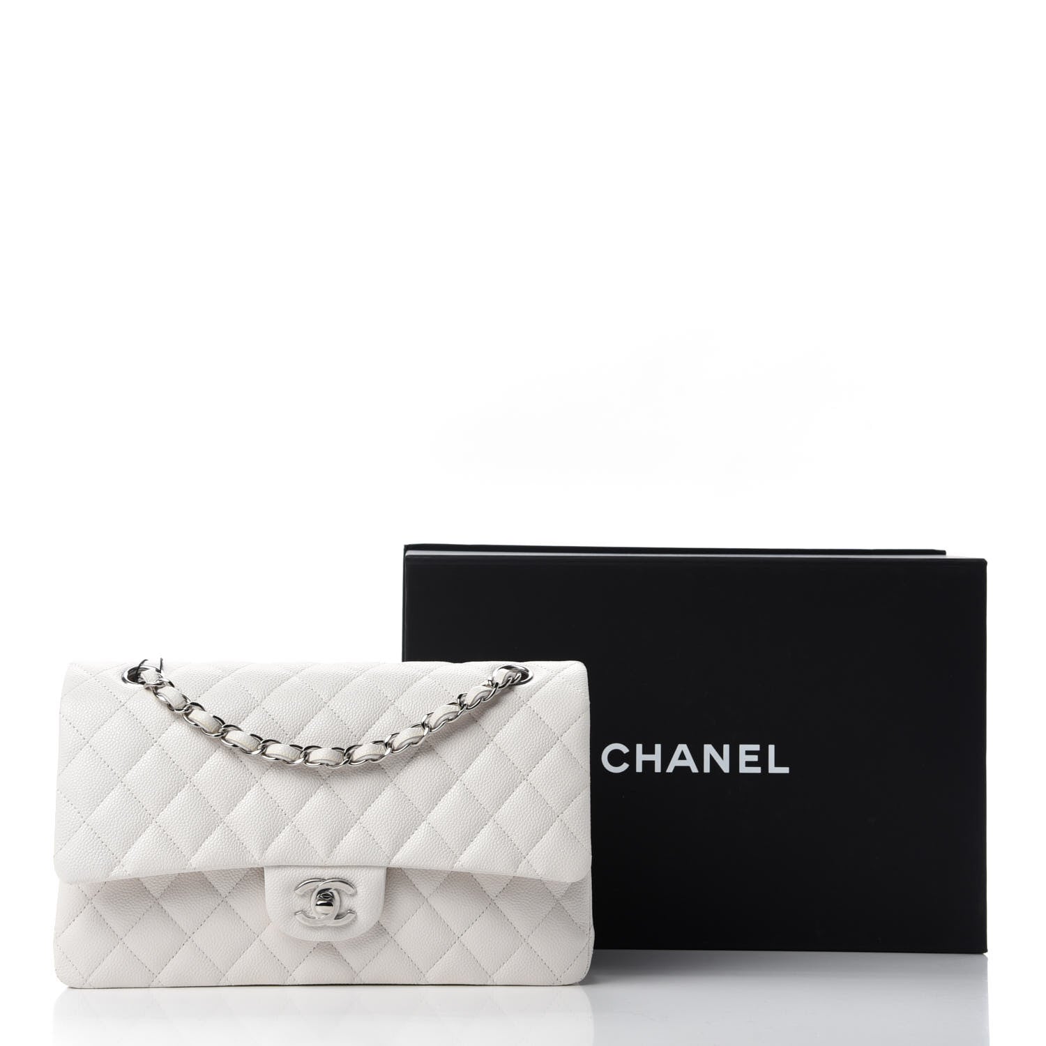 Chanel Caviar Quilted Medium Double Flap White 12 of 12