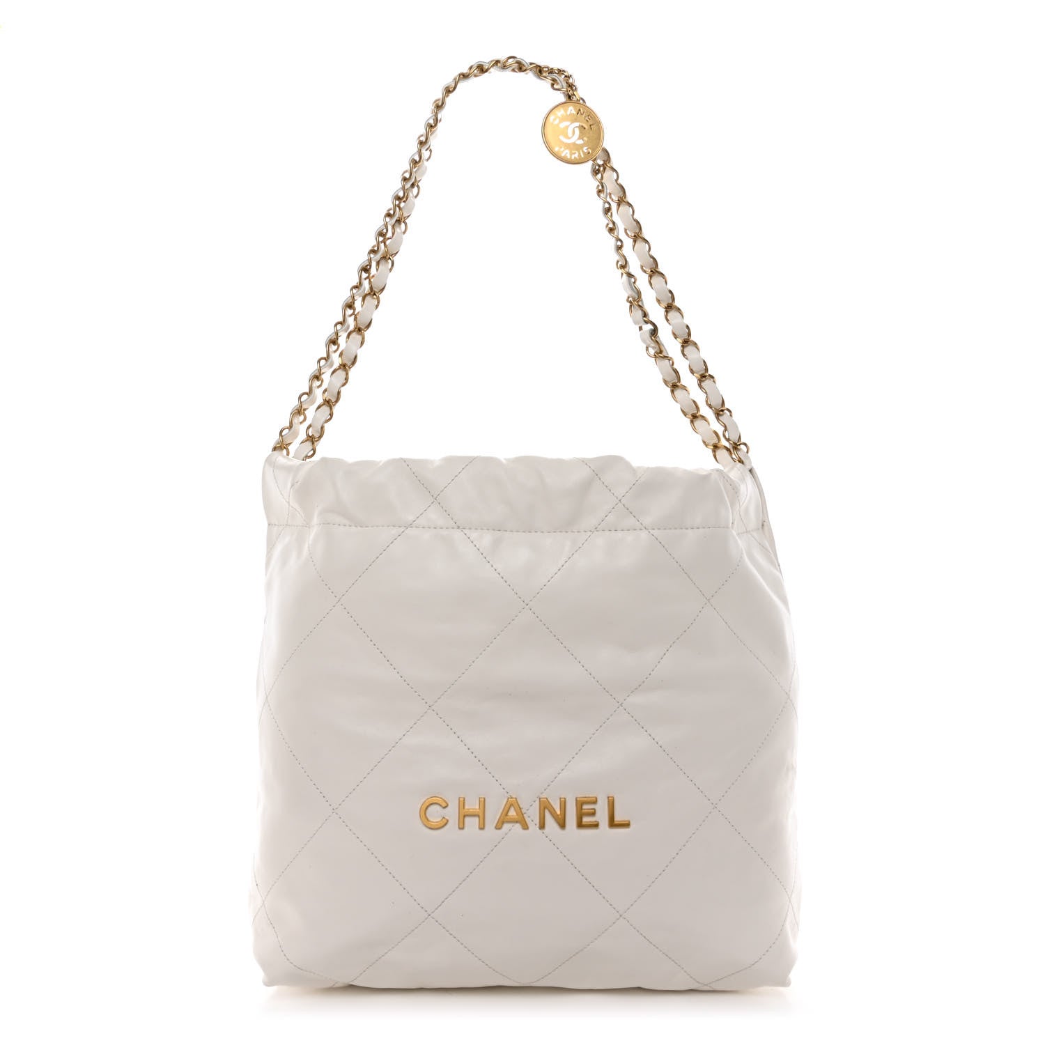 Chanel Shiny Calfskin Quilted Small Chanel 22 White 3 of 12