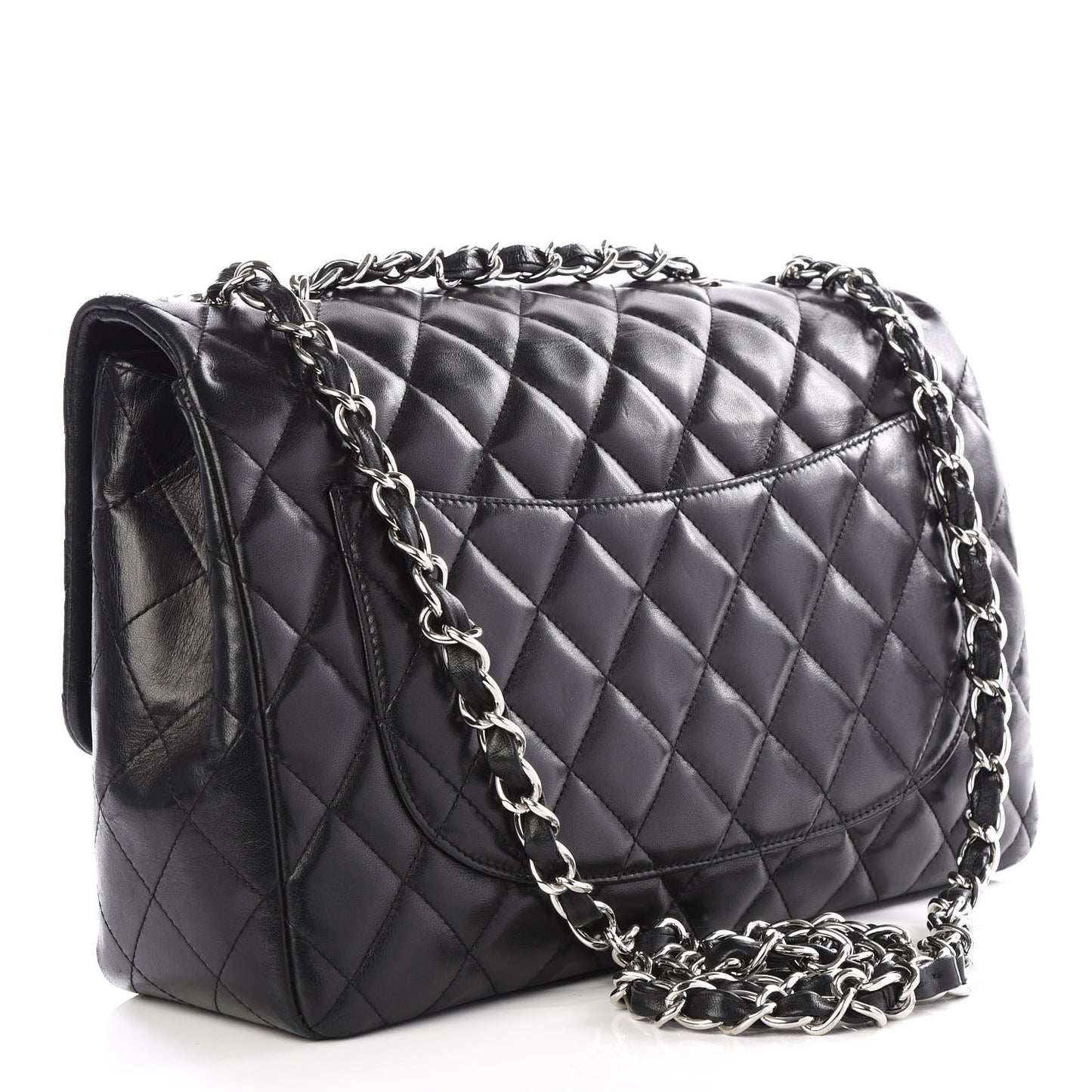 Lambskin Quilted Jumbo Single Flap Black
