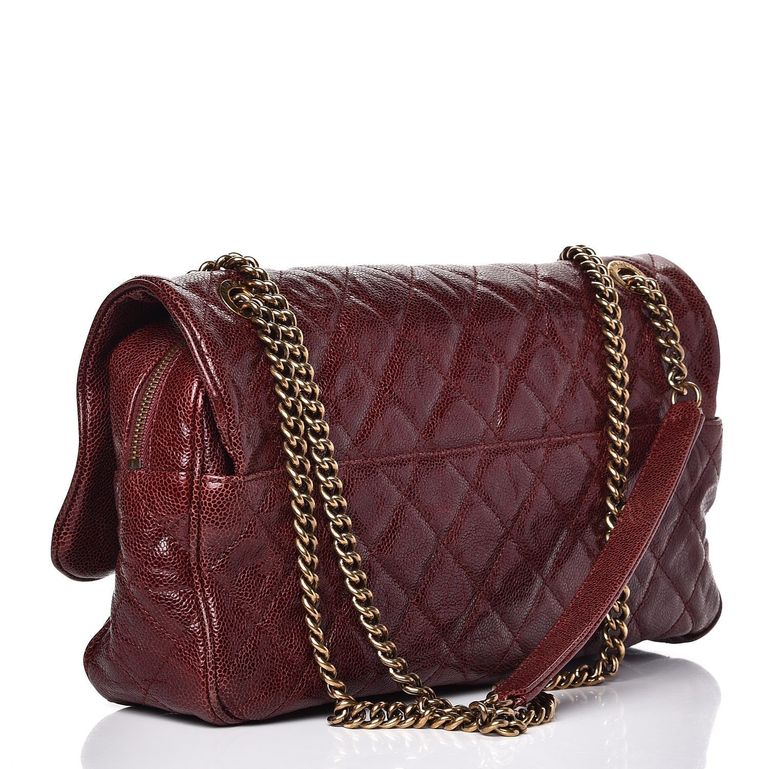 Chanel Crumpled Grained Calfskin Quilted Large Shiva Flap Bordeaux 3 of 9