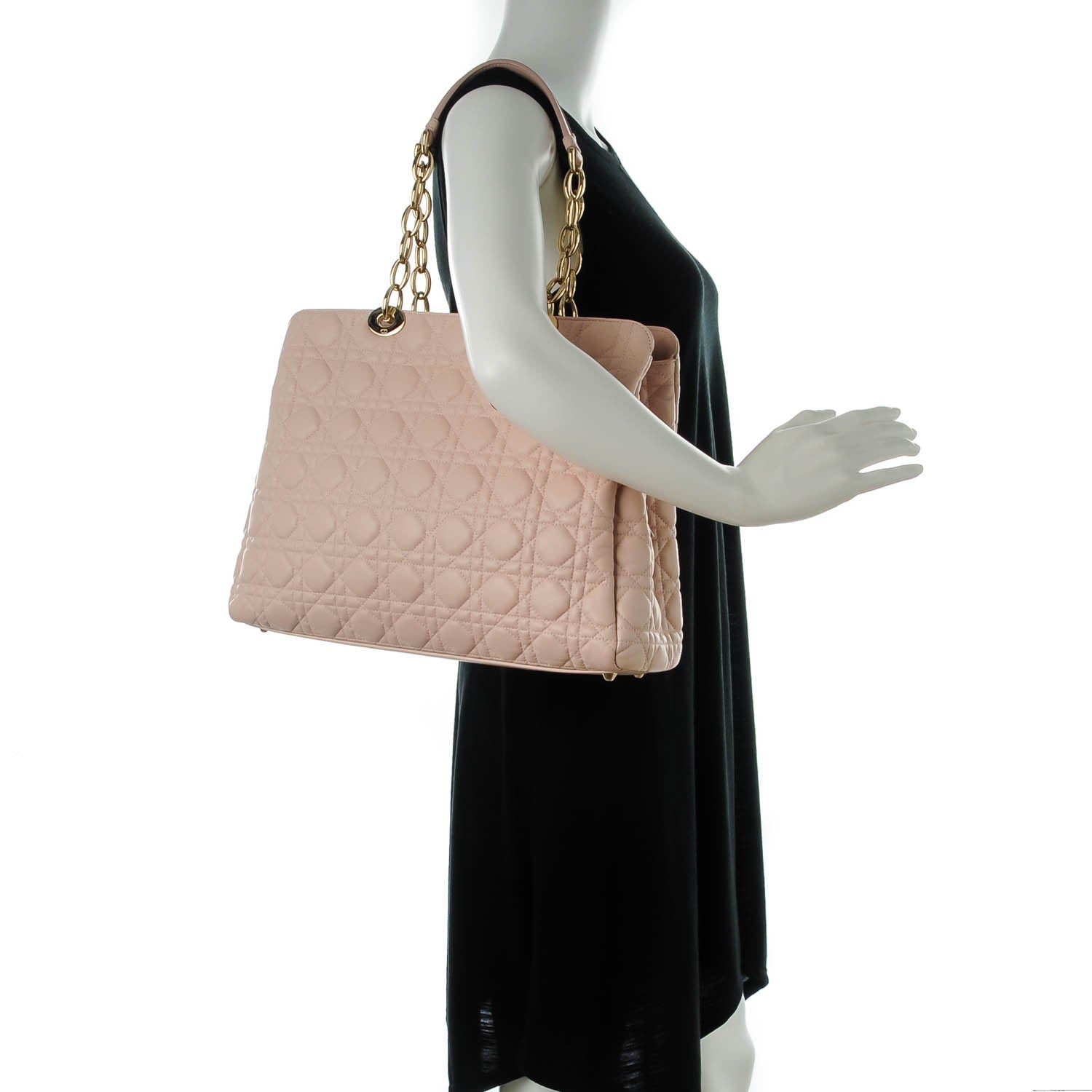 Christian Dior Lambskin Cannage Medium Dior Soft Zipped Shopping Tote Rose Poudre 2 of 7