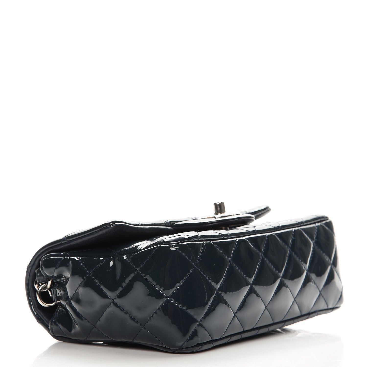 Chanel Patent Calfskin Quilted Mini Rectangular Flap Navy Blue 4 of 8