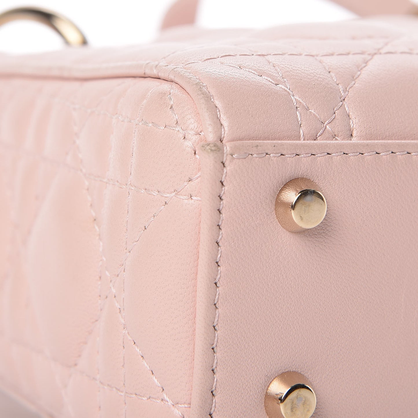 Lambskin Cannage Mini Lady Dior Rose Poudre
