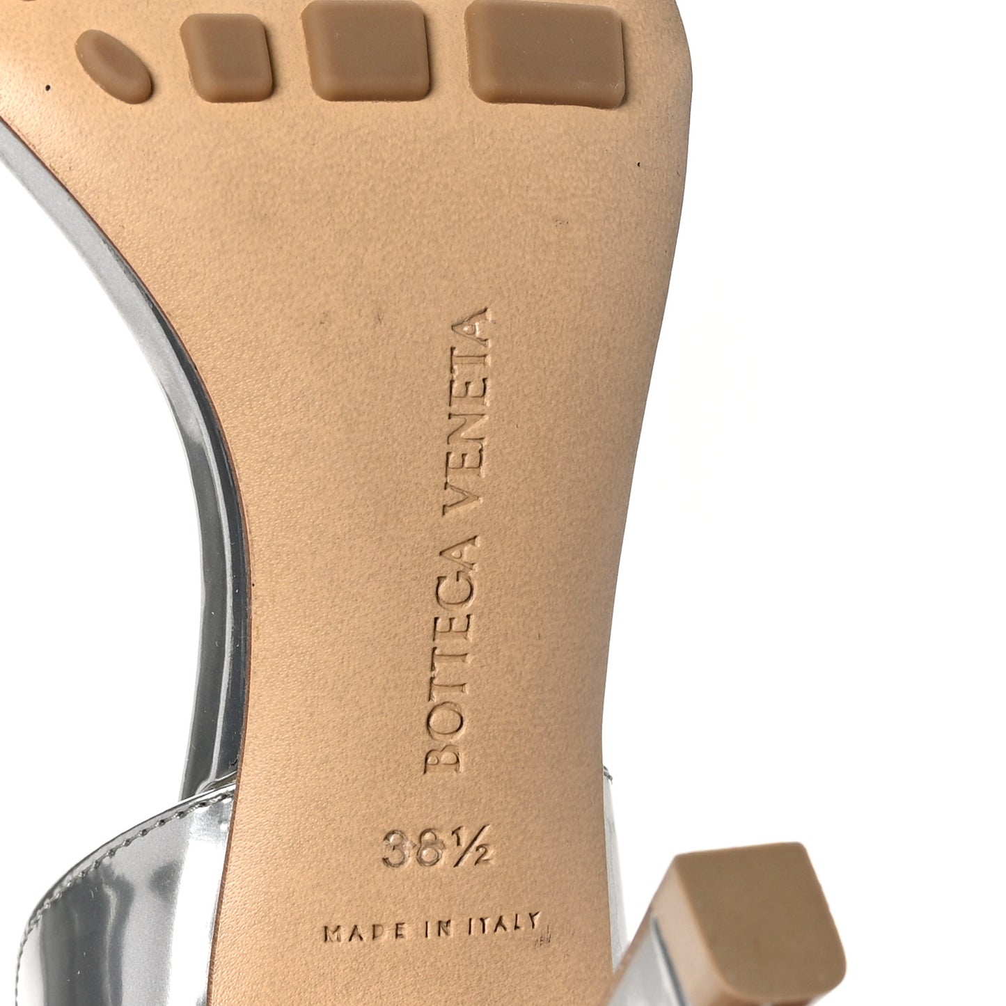 Mirror Calfskin Stretch 90mm Sandals 38.5 Silver