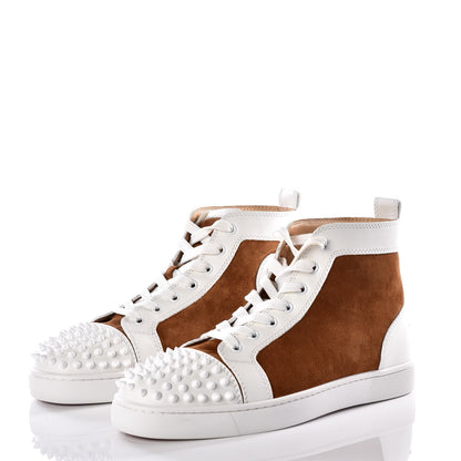Christian Louboutin Calfskin Suede Mens Louis Spikes Flat Sneakers 41.5 White Indiana 2 of 11