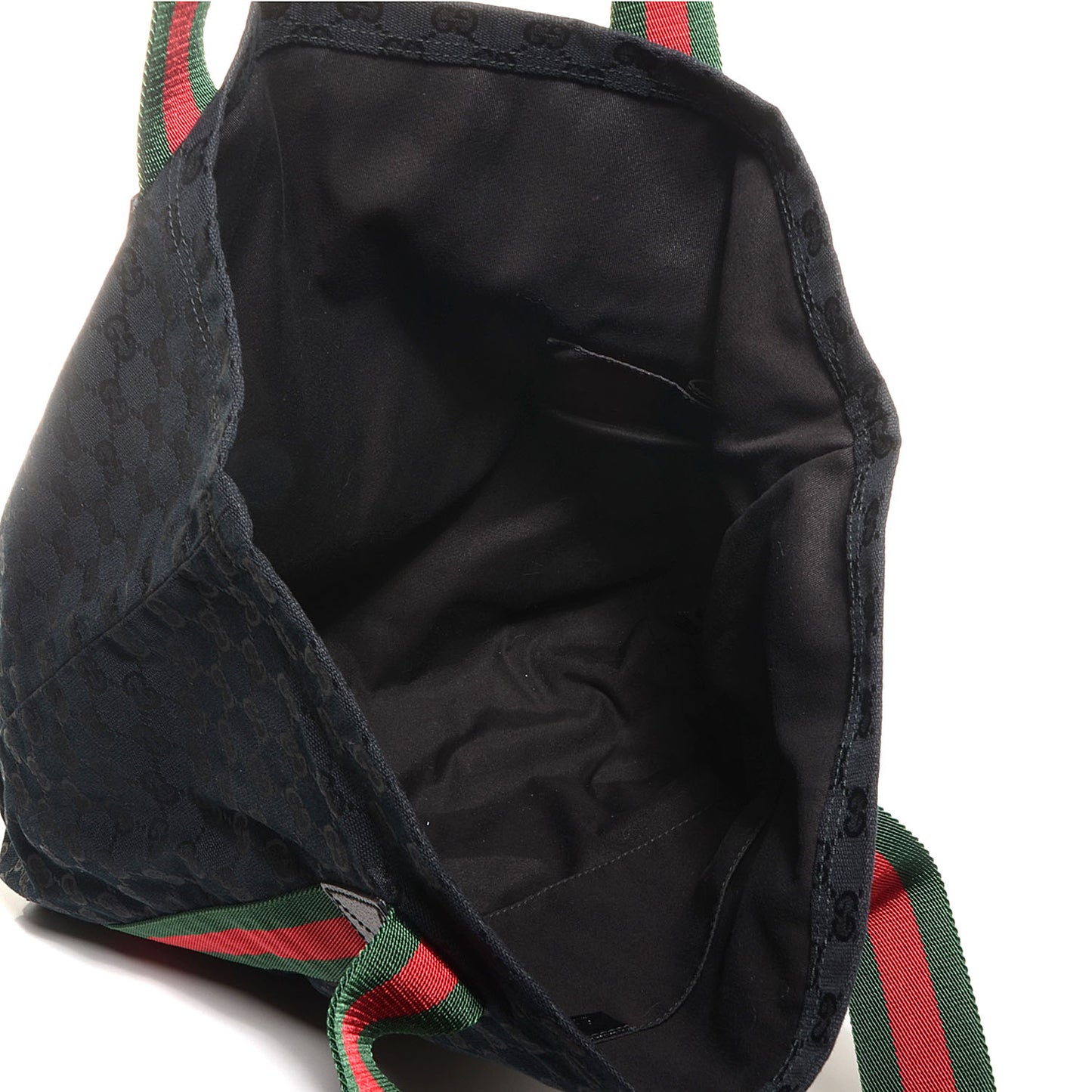 GG Monogram Medium Web Handle Vertical Tote Black