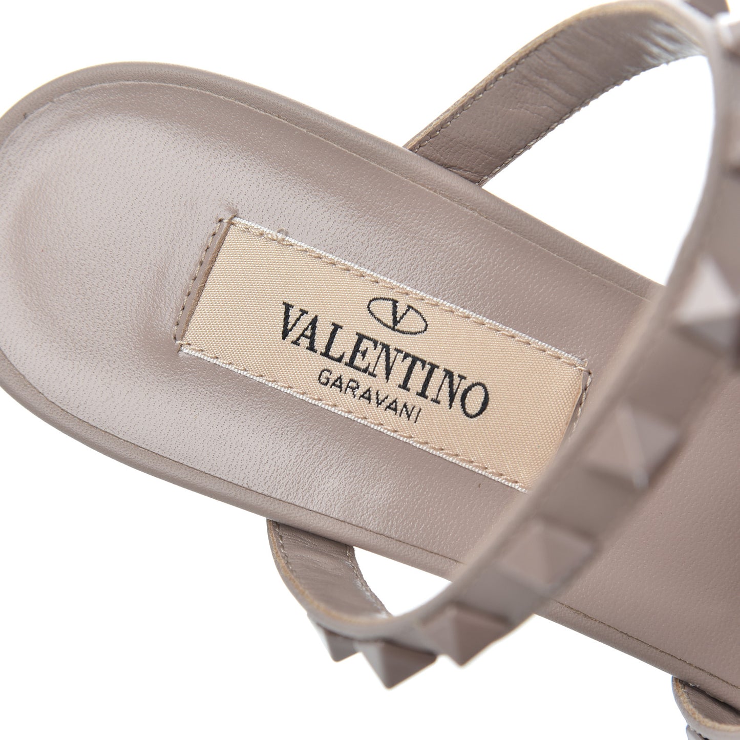 Calfskin Rockstud 60mm Caged Slide Sandals 37.5 Poudre