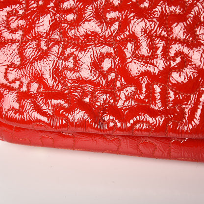 Chanel Crackled Patent Puzzle Accordion Flap Bag Red 9 of 13