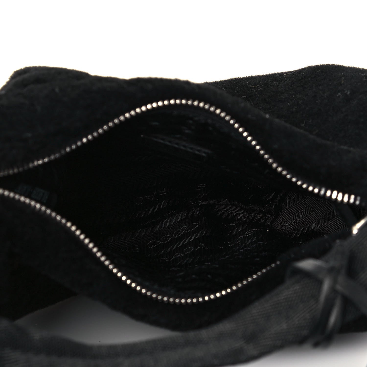 Prada Shearling Mini Re-Edition 2000 Bag Black 9 of 12