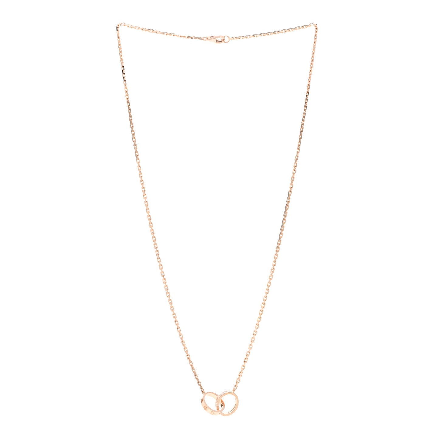 18K Pink Gold Diamond Interlocking LOVE Necklace
