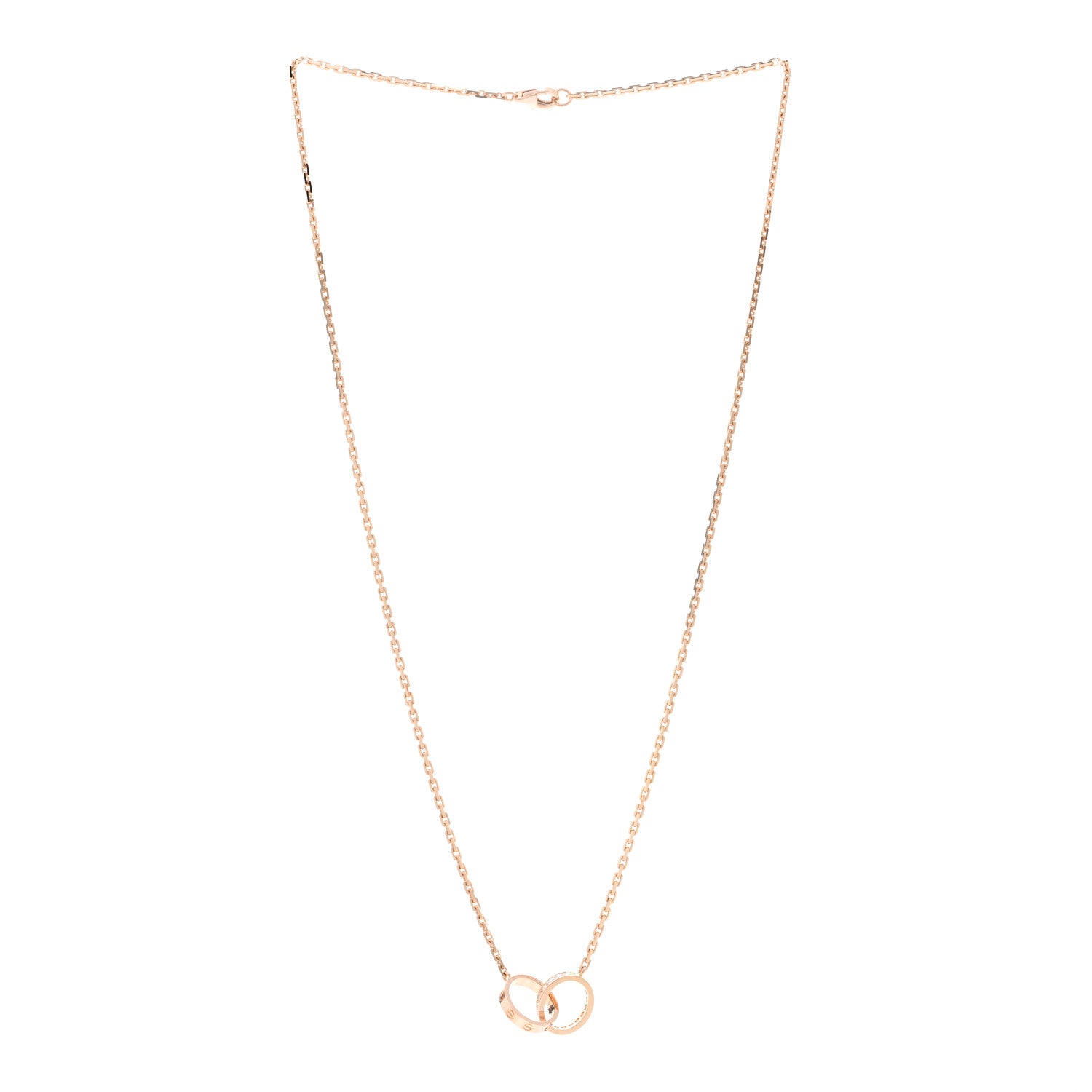 Cartier 18K Pink Gold Diamond Interlocking LOVE Necklace 3 of 5