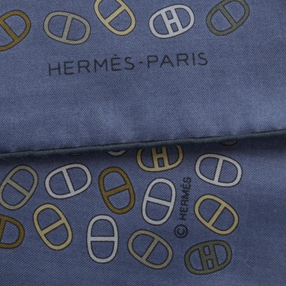 Hermes Cotton Maillons Dechaines Scarf 90 Bleu Hussard and Marine 3 of 5