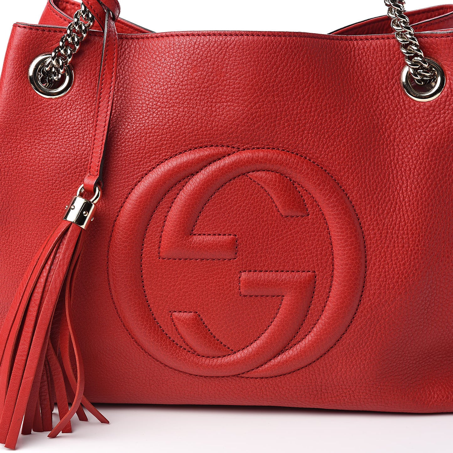 Pebbled Calfskin Medium Soho Chain Shoulder Bag Tabasco Red