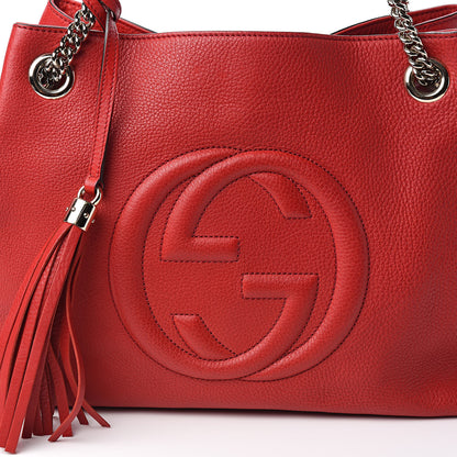 Gucci Pebbled Calfskin Medium Soho Chain Shoulder Bag Tabasco Red 11 of 11