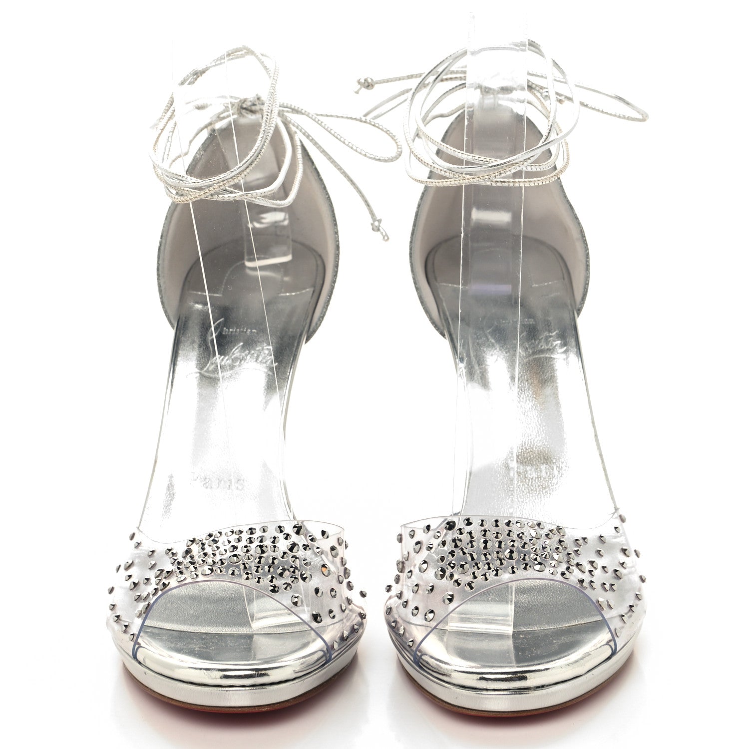 Christian Louboutin PVC Glitter Crystal Degratina Frou 120 Pumps 38.5 Silver 3 of 8