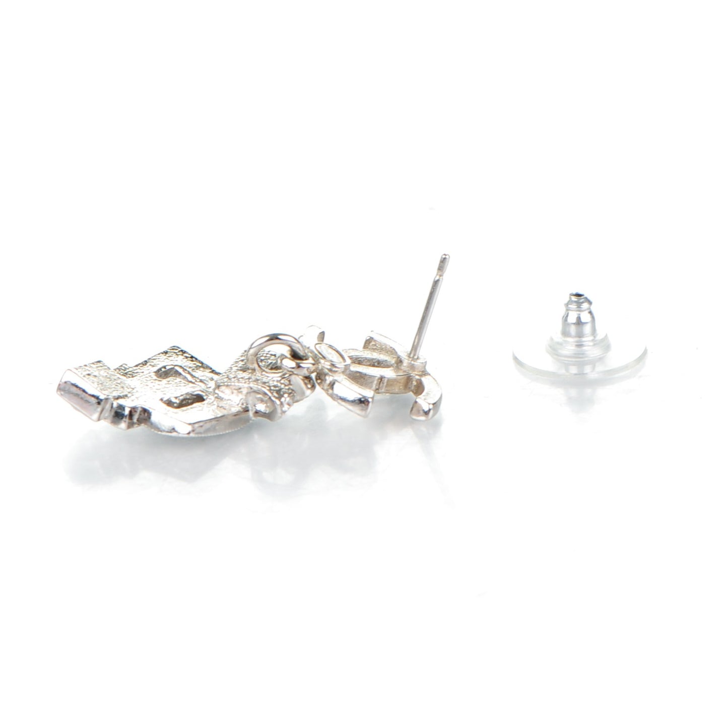Crystal CC Drop Earrings Silver