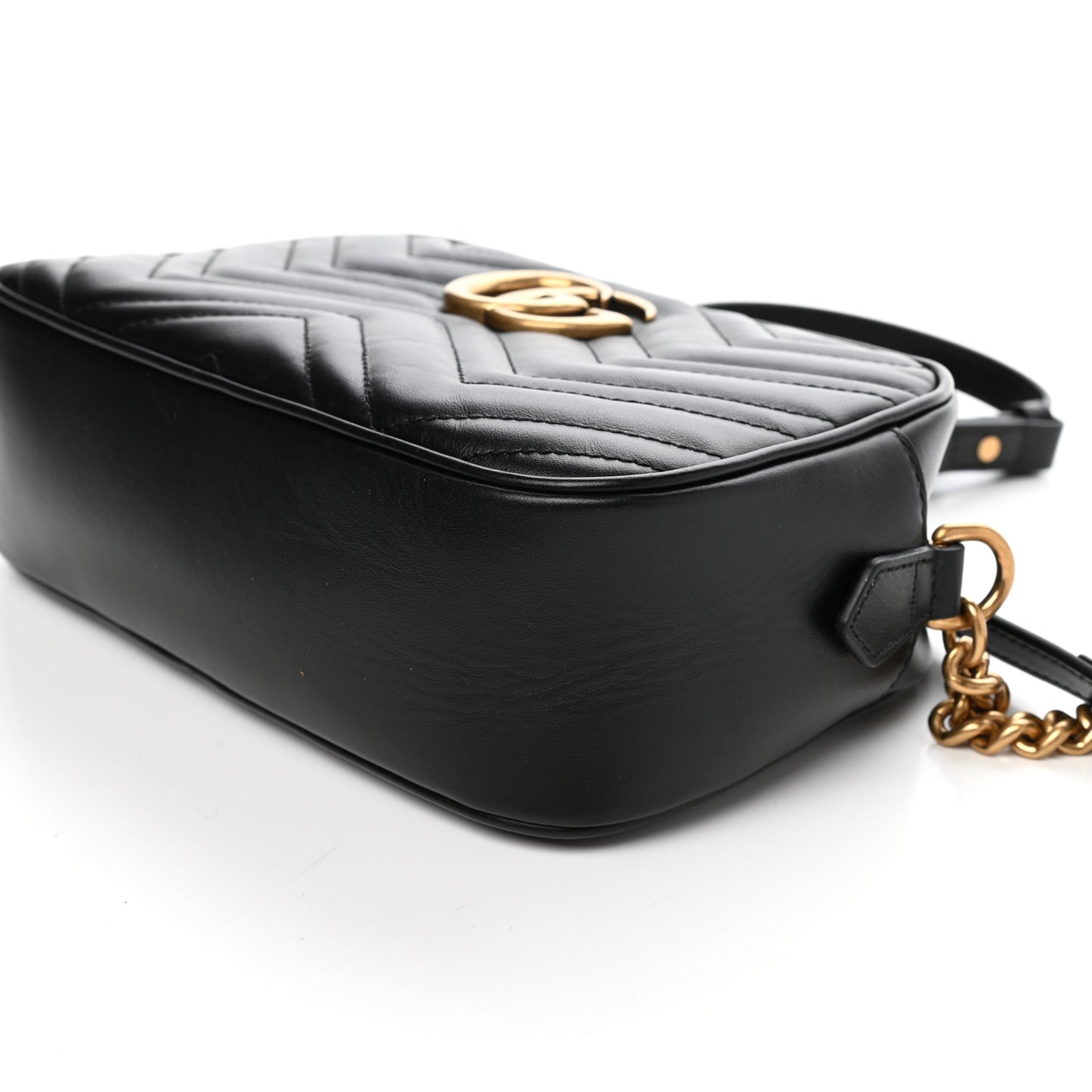 Calfskin Matelasse Small GG Marmont Chain Shoulder Bag Black