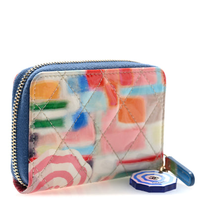 Chanel Patent Calfskin Printed Quilted Zip Coin Purse Multicolor 3 of 7