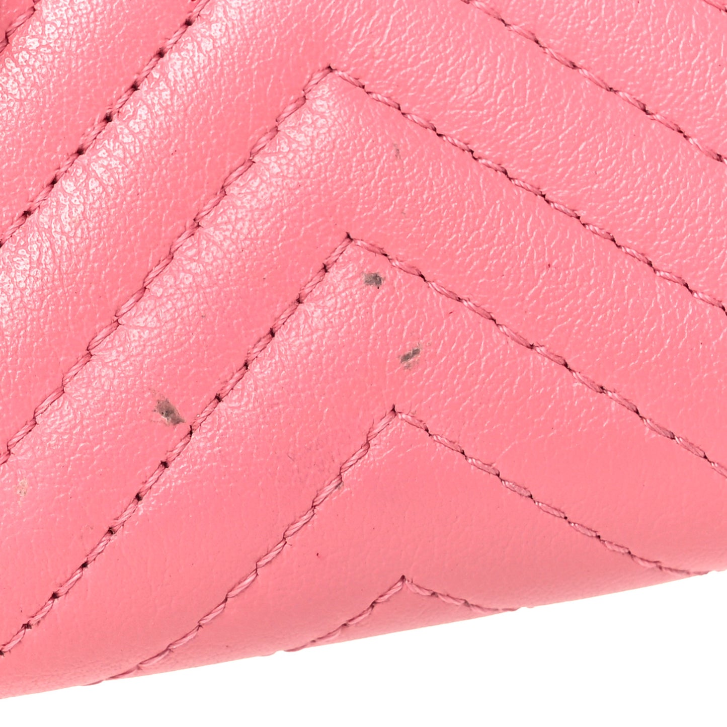 Calfskin Chevron Quilted Zip Around Boy Coin Purse Wallet Pink