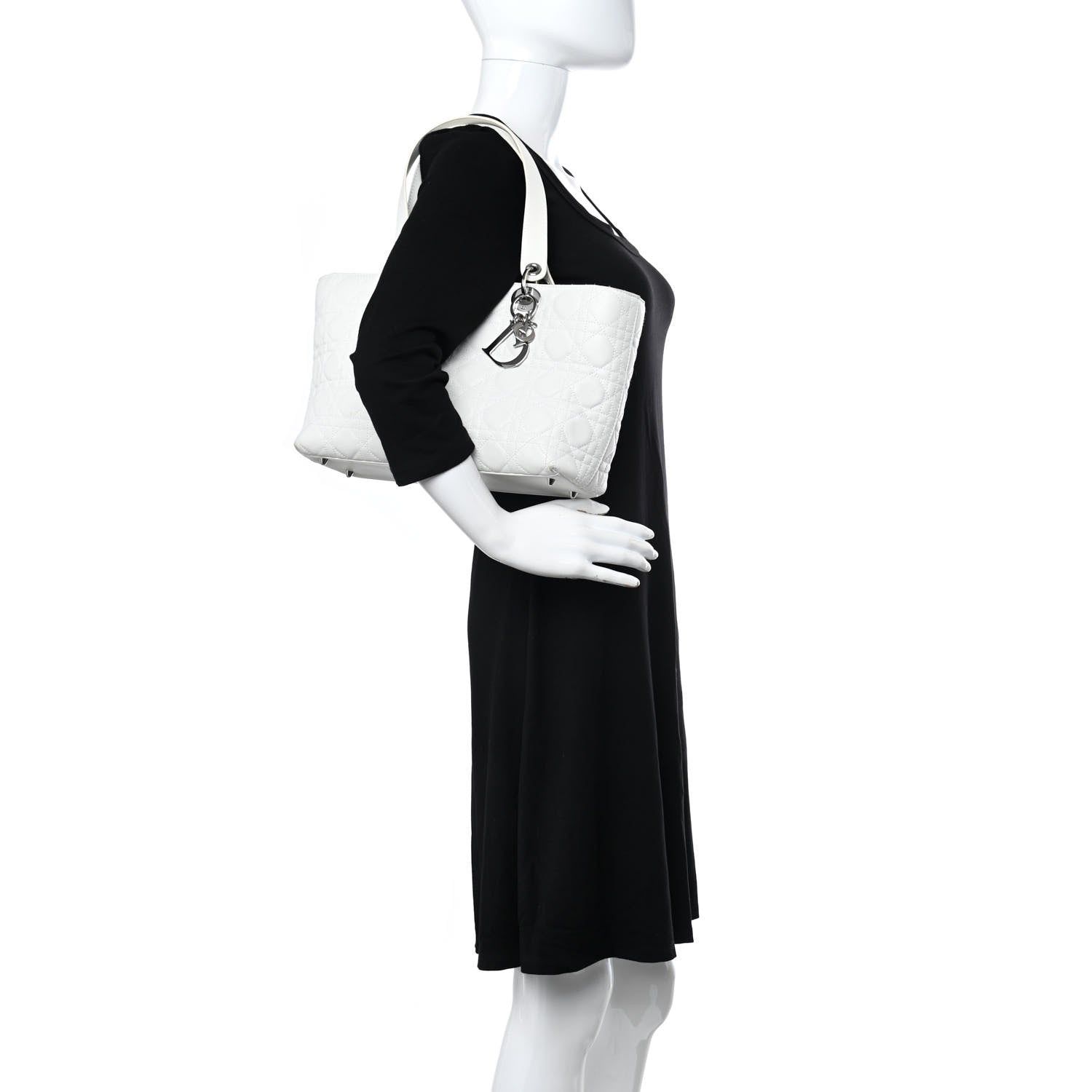 Christian Dior Lambskin Cannage Large Lady Dior Shopper Tote White 2 of 16