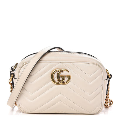 Gucci Calfskin Matelasse Mini GG Marmont Chain Shoulder Bag White 1 of 14