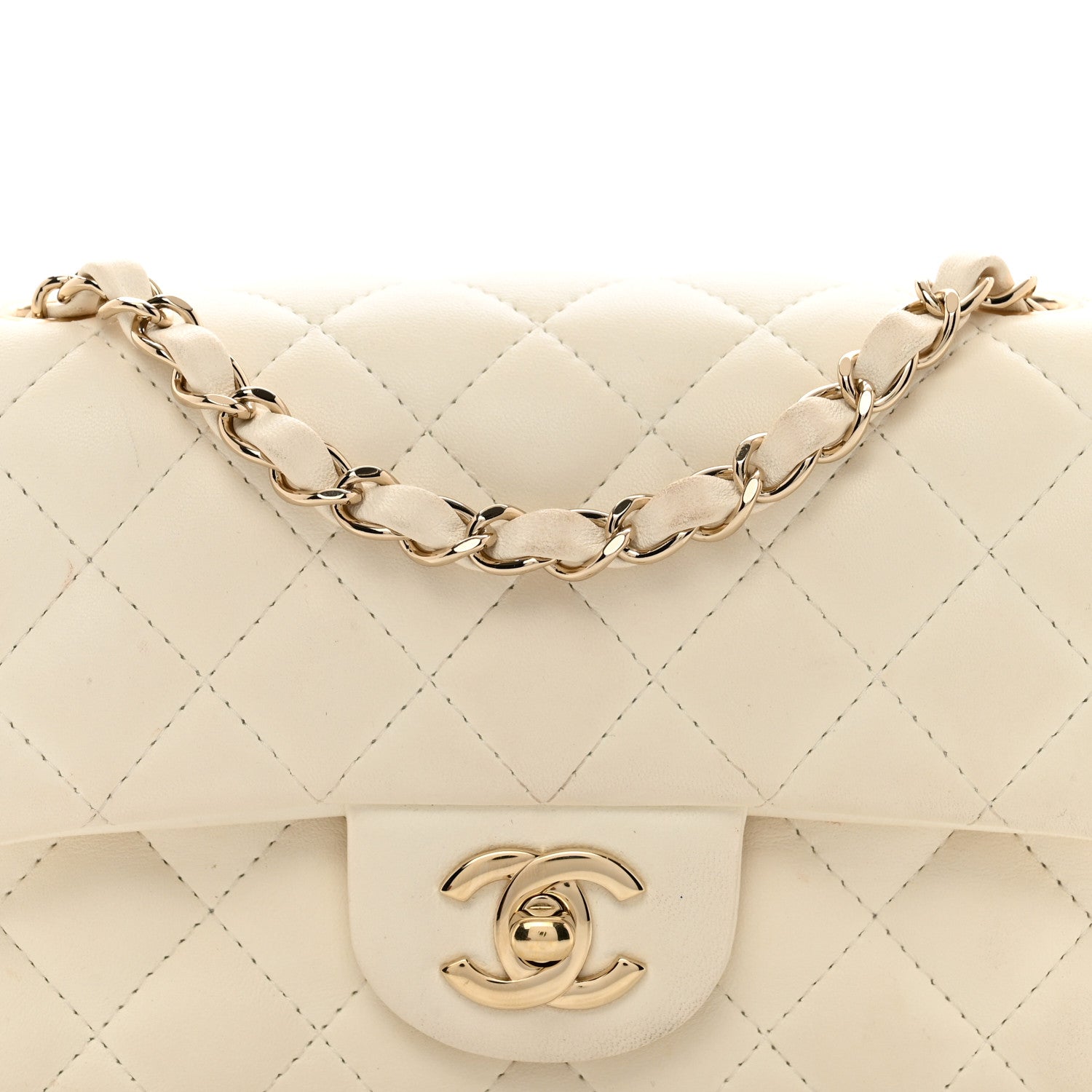 Chanel Lambskin Quilted Mini Rectangular Flap White 5 of 12