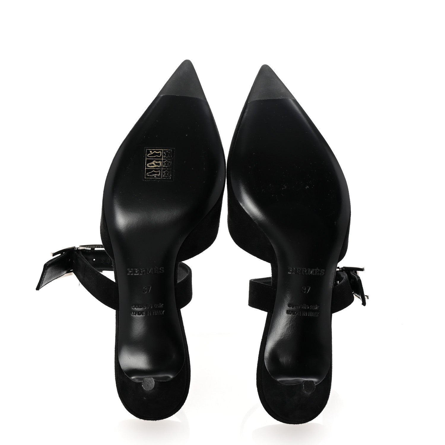 Hermes Suede Goatskin Blink Mules 37 Black 6 of 10
