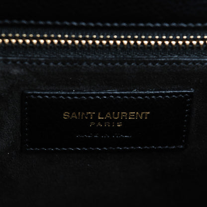 Saint Laurent Textured Calfskin Medium Classic Monogram Universite Bag Black 5 of 6