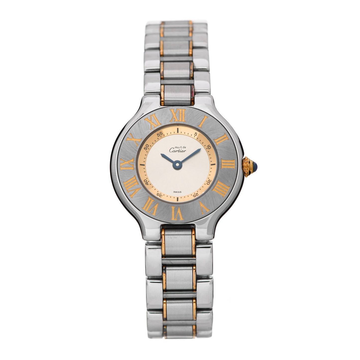 Stainless Steel 18K Yellow Gold 28mm Must De 21 Quartz Watch