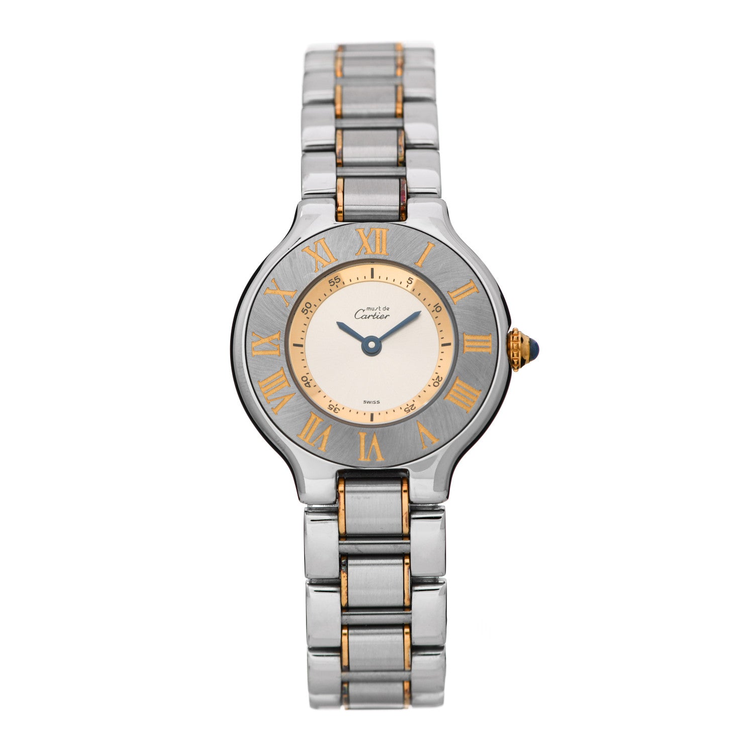 Cartier Stainless Steel 18K Yellow Gold 28mm Must De 21 Quartz Watch 1 of 5