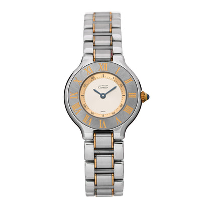 Cartier Stainless Steel 18K Yellow Gold 28mm Must De 21 Quartz Watch 1 of 5