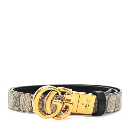 Gucci Calfskin GG Supreme Monogram Double G Reversible 20mm Belt 75 30 Beige New Acero 1 of 4
