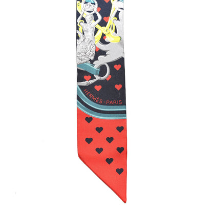 Hermes Silk Brides de Gala Love Twilly Caban Canard Rouge 3 of 5
