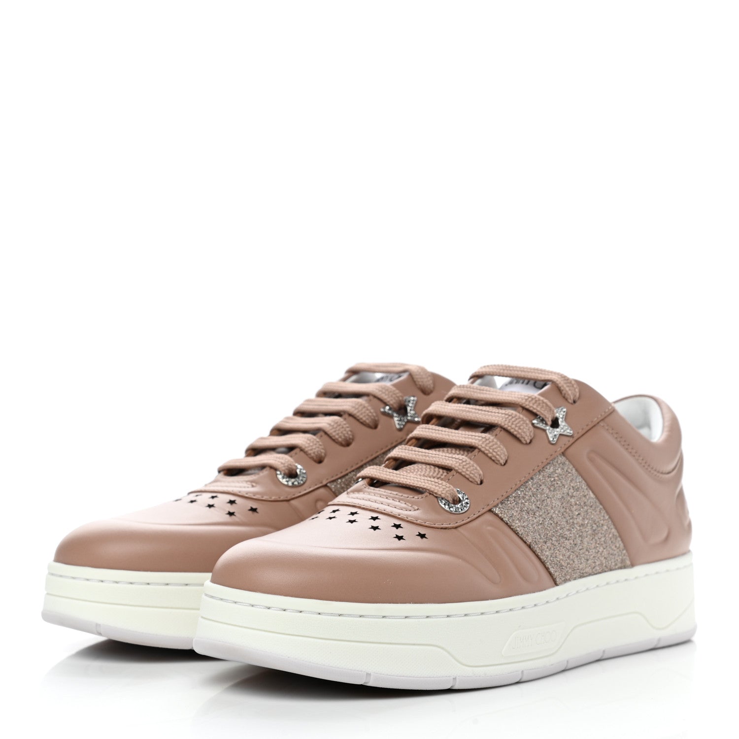 Jimmy Choo Calfskin Glitter Hawaii Sneakers 37 Ballet Pink 3 of 9