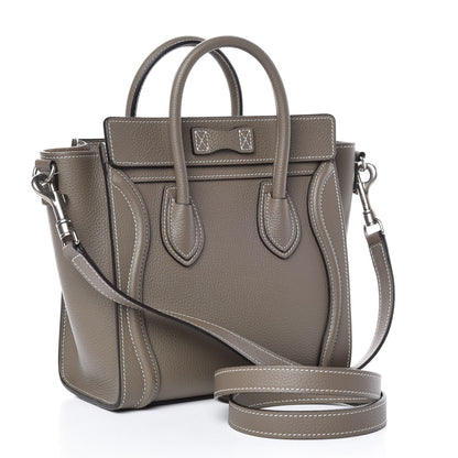 Celine Drummed Calfskin Nano Luggage Souris 4 of 11