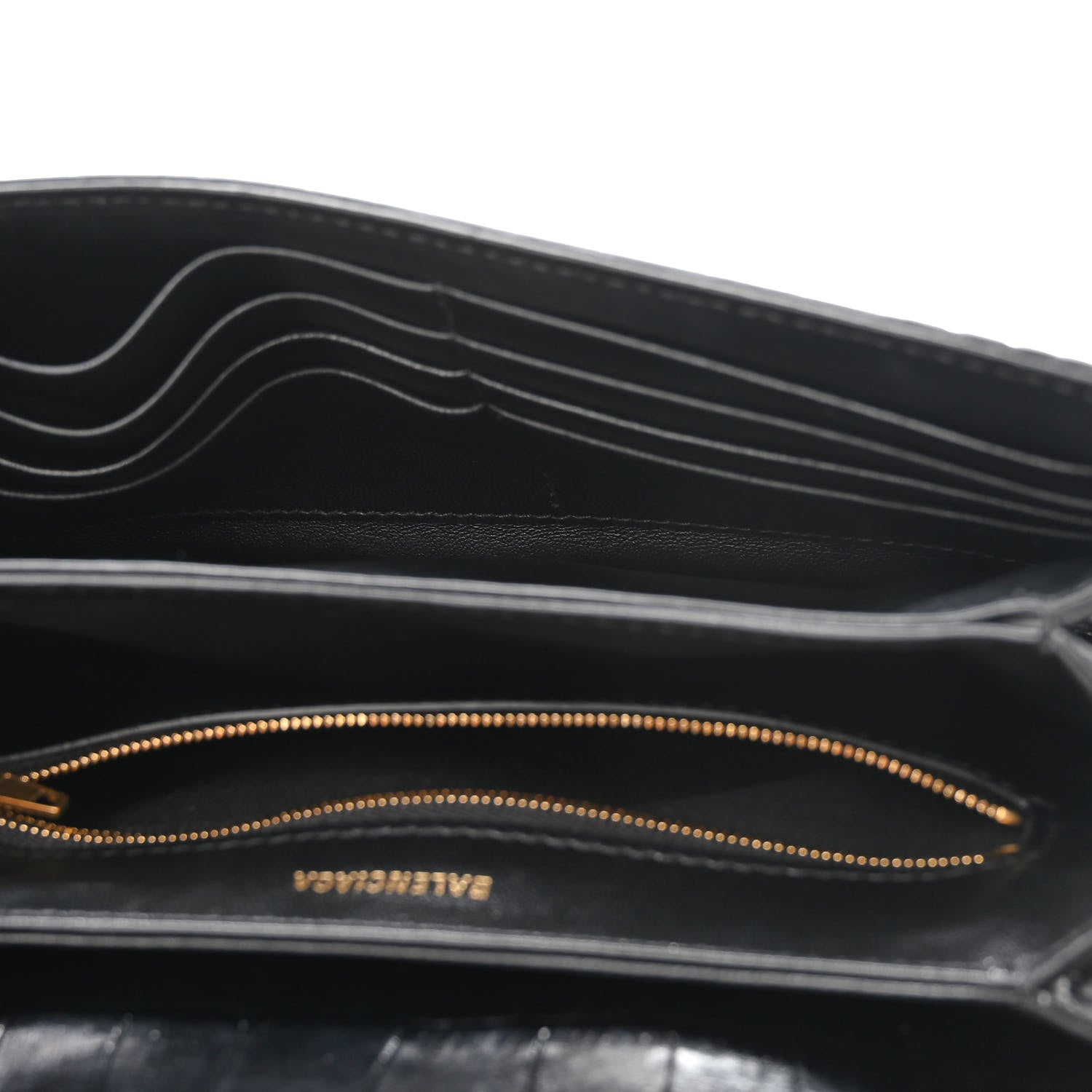 Balenciaga Shiny Extra Supple Calfskin Crocodile Embossed Small Triplet Bag Black 5 of 10
