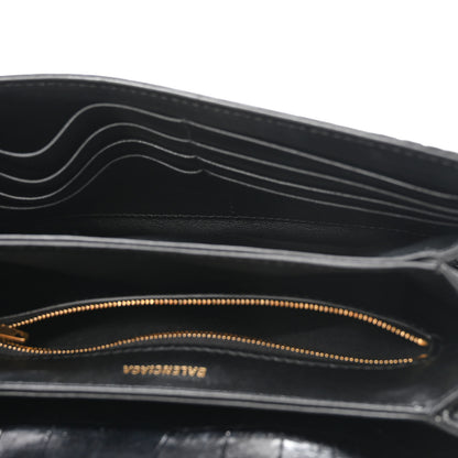 Balenciaga Shiny Extra Supple Calfskin Crocodile Embossed Small Triplet Bag Black 5 of 10