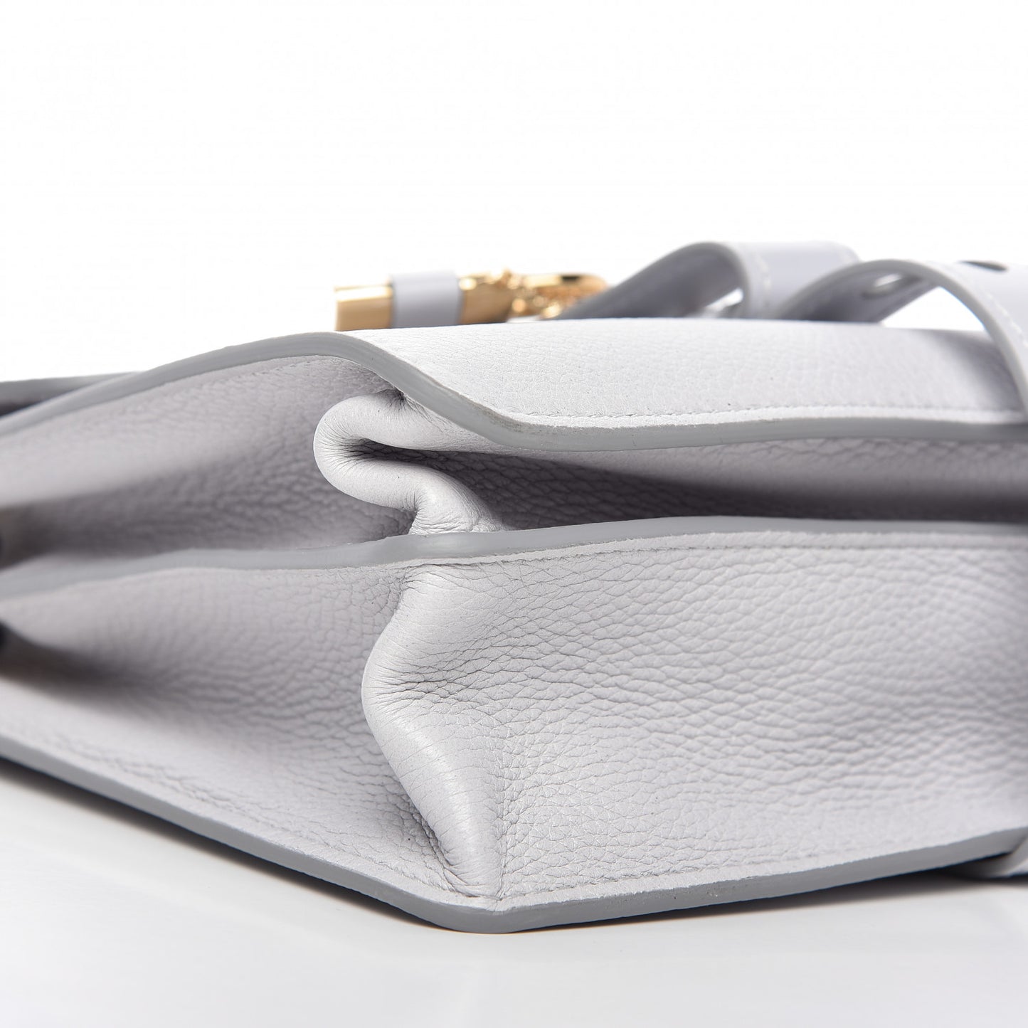 Shiny Grained Calfskin Medium Aby Day Shoulder Bag Airy Grey